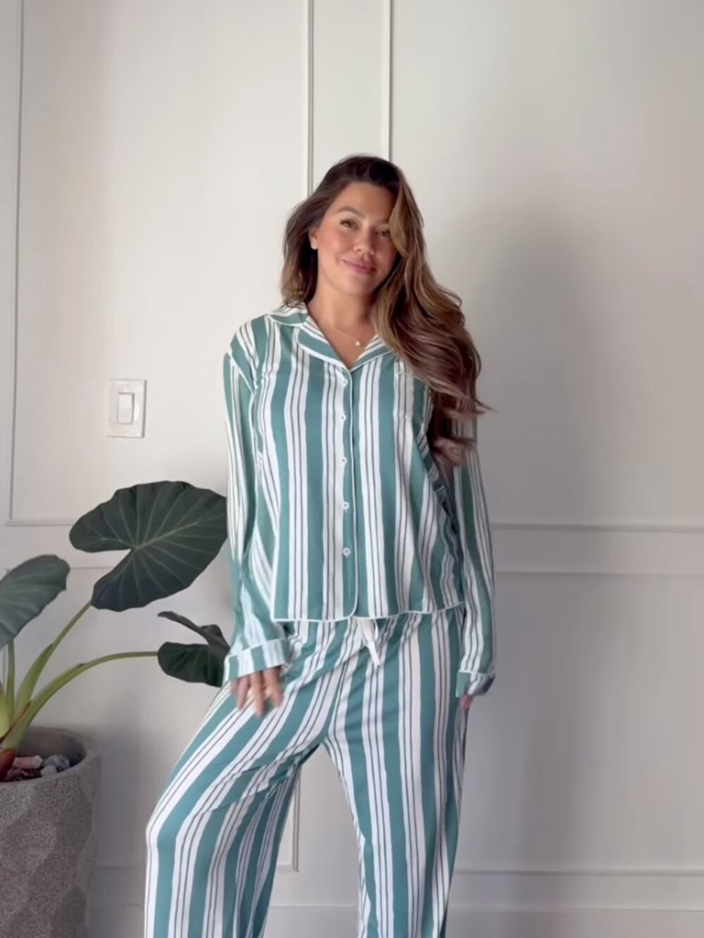 Honeydew Women’s Plus Quiet Night Long PJ Set CN6 Jade Mist Cream Size 1X/2X NWT
